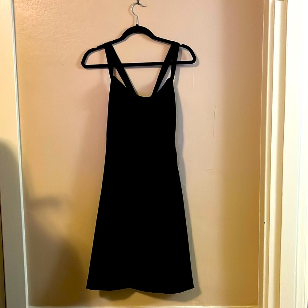 J. Crew 100% Silk Cross Back Cowl Neck Black Dress 4P